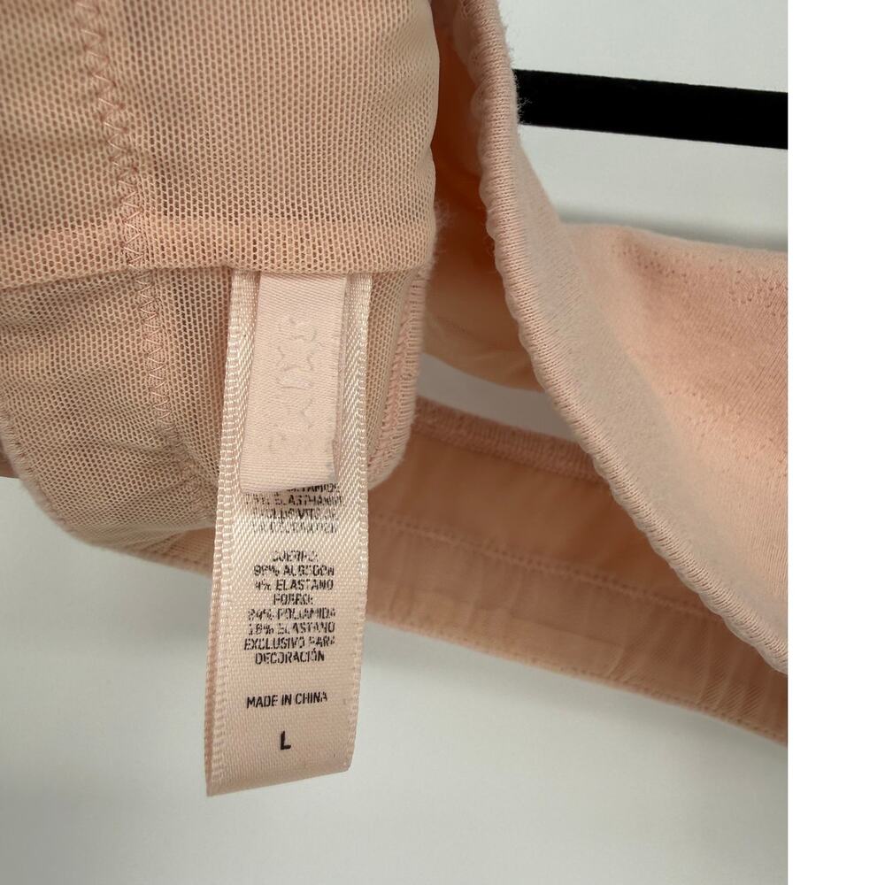 Skims Logo Pointelle Square Neck Bralette Nude Pale Pink Size Large L - Picture 3 of 4